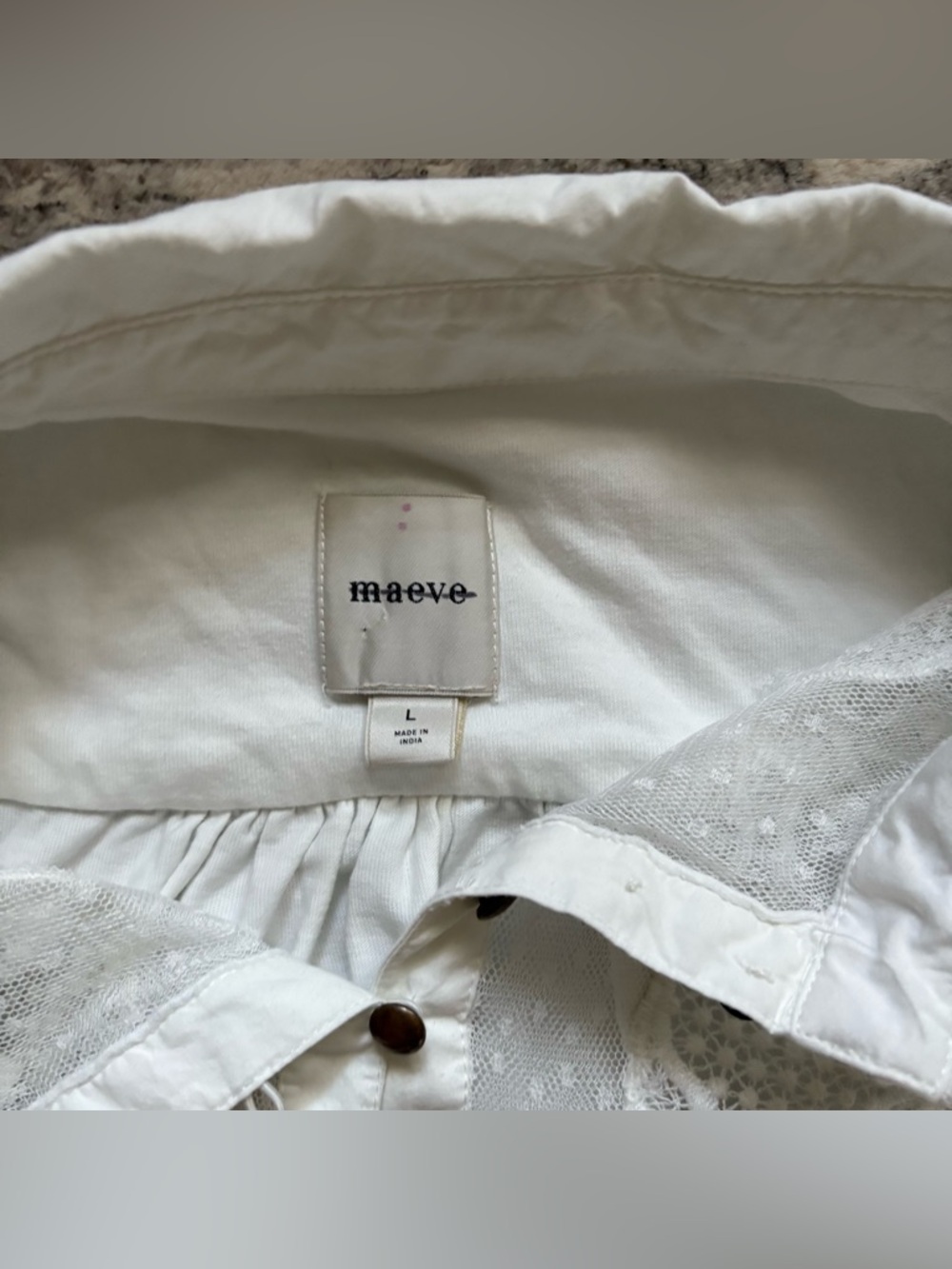 Maeve Anthropologie Balloon-Sleeve Collared Yoke Top white size L - Picture 7 of 12